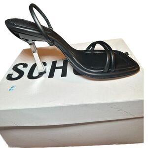 SCHUTZ Agatha Square Toe Flare Slip on High Heeled Sandal Women's size 10.